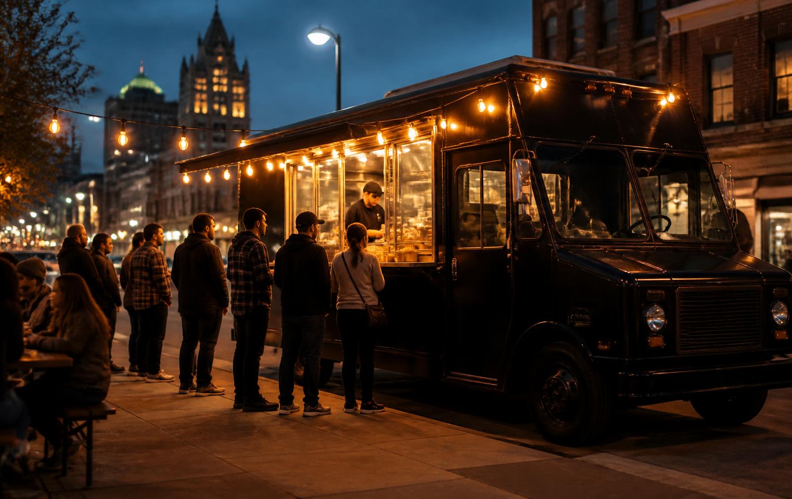 Wingz & Things food truck at night